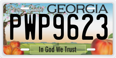GA license plate PWP9623