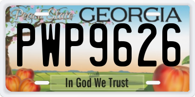 GA license plate PWP9626