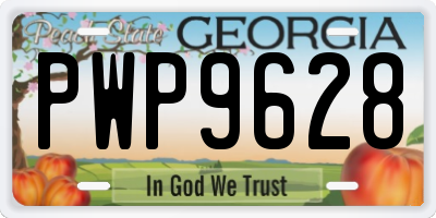 GA license plate PWP9628