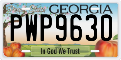 GA license plate PWP9630