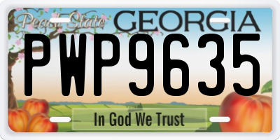 GA license plate PWP9635