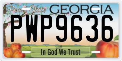 GA license plate PWP9636