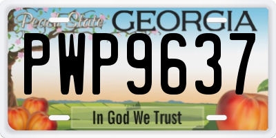 GA license plate PWP9637