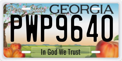 GA license plate PWP9640