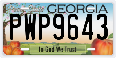 GA license plate PWP9643