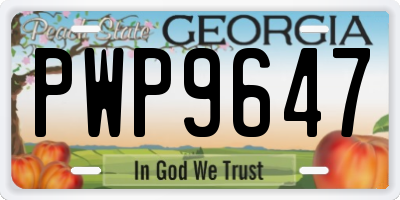 GA license plate PWP9647