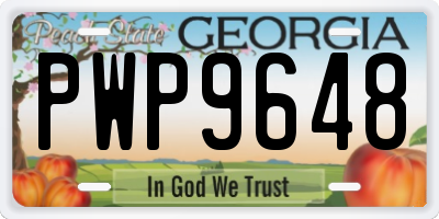 GA license plate PWP9648