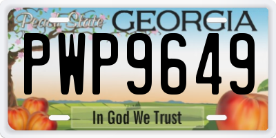 GA license plate PWP9649