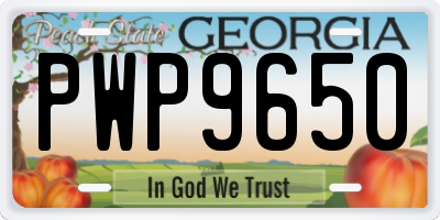 GA license plate PWP9650