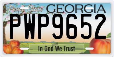 GA license plate PWP9652