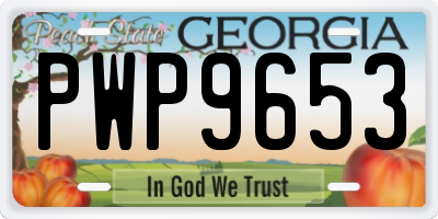 GA license plate PWP9653