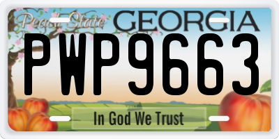 GA license plate PWP9663