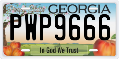 GA license plate PWP9666