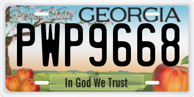 GA license plate PWP9668