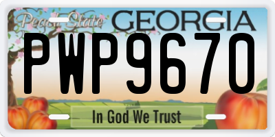 GA license plate PWP9670