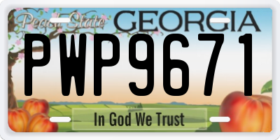 GA license plate PWP9671