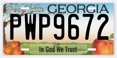 GA license plate PWP9672