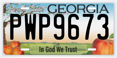 GA license plate PWP9673