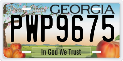 GA license plate PWP9675
