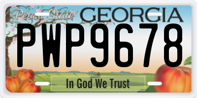 GA license plate PWP9678