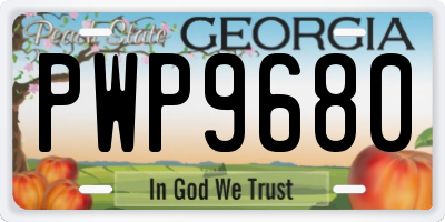 GA license plate PWP9680