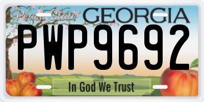GA license plate PWP9692