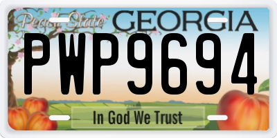 GA license plate PWP9694