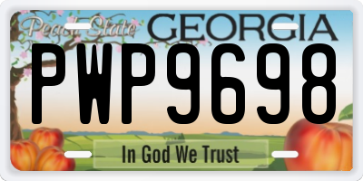 GA license plate PWP9698