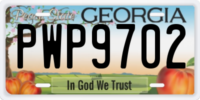 GA license plate PWP9702