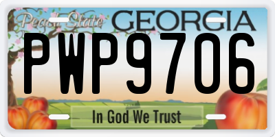 GA license plate PWP9706