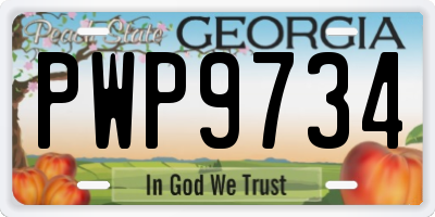 GA license plate PWP9734