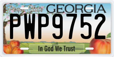 GA license plate PWP9752