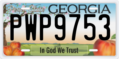 GA license plate PWP9753