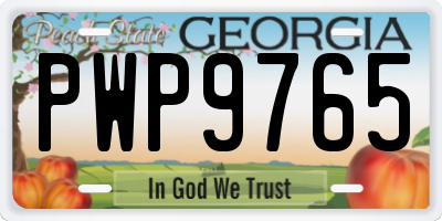 GA license plate PWP9765