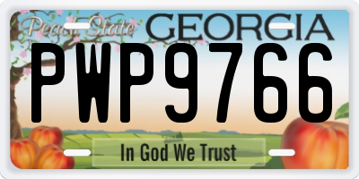GA license plate PWP9766
