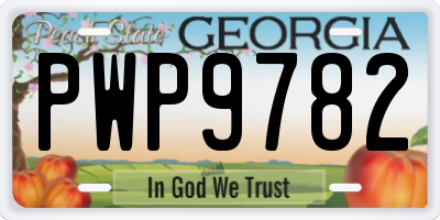 GA license plate PWP9782