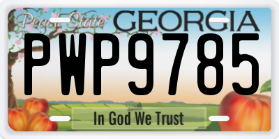 GA license plate PWP9785