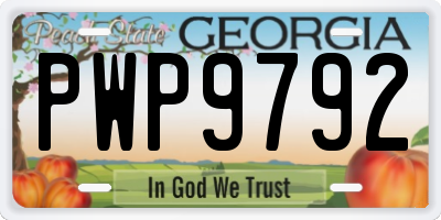GA license plate PWP9792