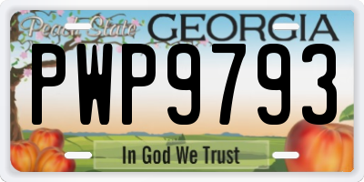 GA license plate PWP9793