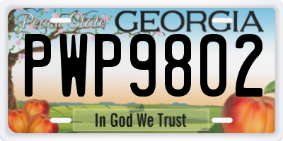 GA license plate PWP9802