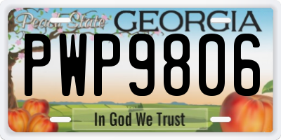 GA license plate PWP9806