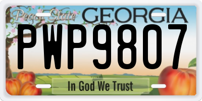 GA license plate PWP9807