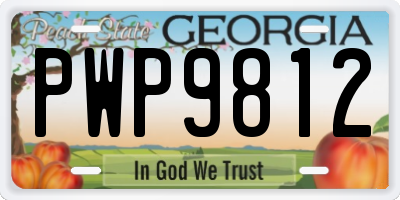 GA license plate PWP9812