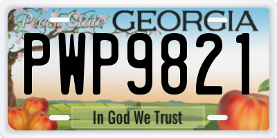 GA license plate PWP9821