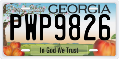 GA license plate PWP9826