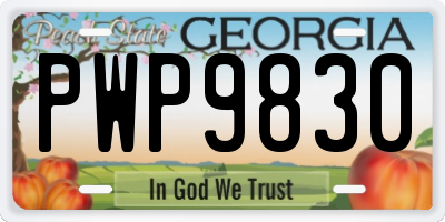 GA license plate PWP9830
