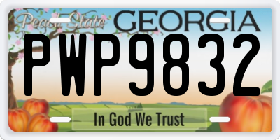 GA license plate PWP9832