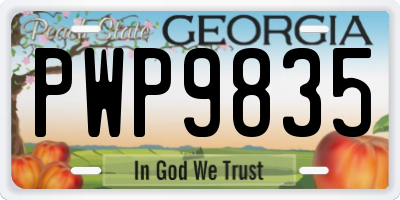 GA license plate PWP9835