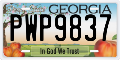 GA license plate PWP9837
