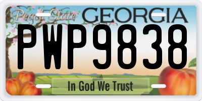 GA license plate PWP9838